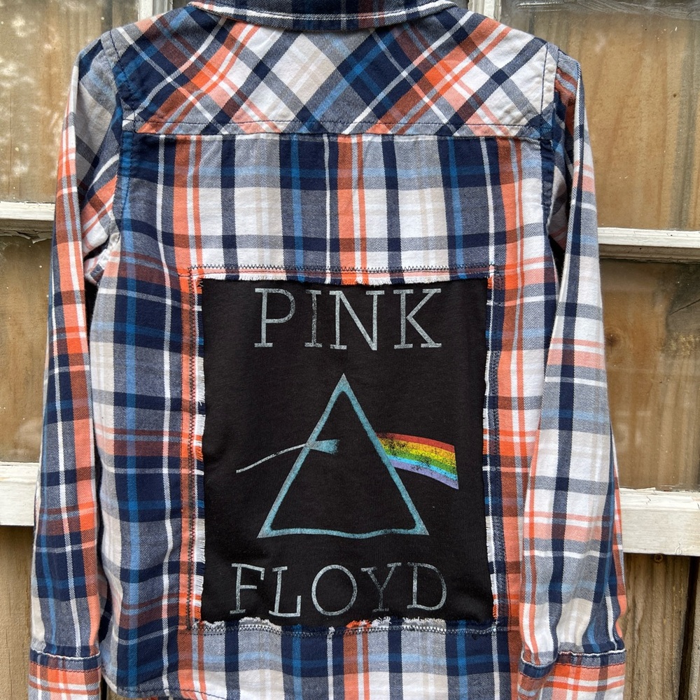 Pink Floyd Upcycled flannel. Sonoma kids size 5.